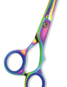 Professional Thinning Scissor. One Blade Teeth and One Blade Razor. Multicolor coating.