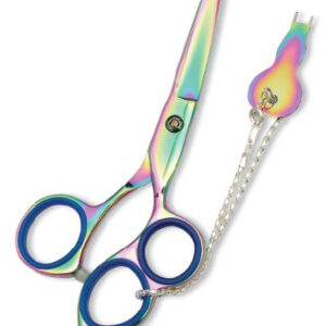 Professional Hair Cutting Scissor with razor edge. Multicolor Coating. Three Rings with screw adjust