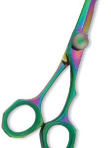 Professional Hair Cutting Scissor with razor edge. Multicolor Coating. Three Rings with screw adjust