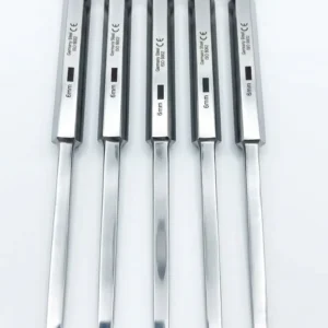 Bone Osteotomes Chisels surgical instruments available in 12cm, 17cm, 20cm, and 23cm lengths with 2mm to 40mm blade sizes